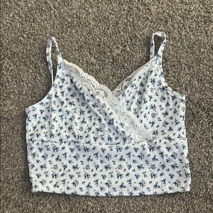 SHEIN Cream Ruffled Crop Camisole Top